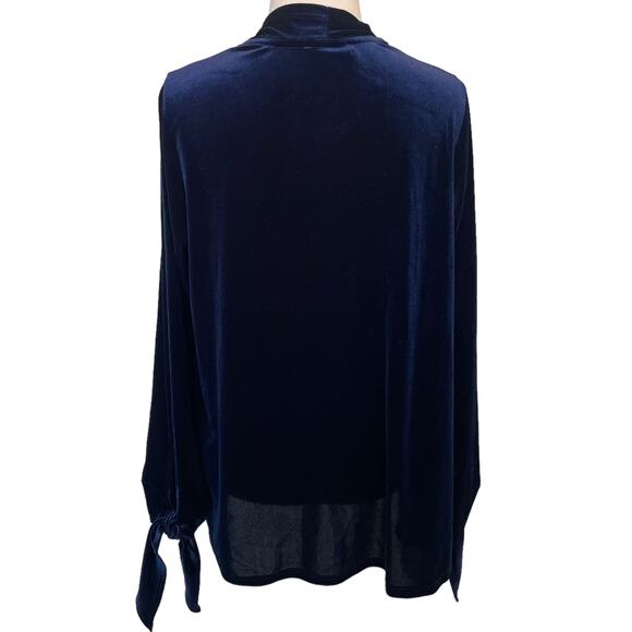 W5 Velveteen Open Cardigan Women's Size Small NavyTie Sleeve Topper Velvet - Picture 3 of 7